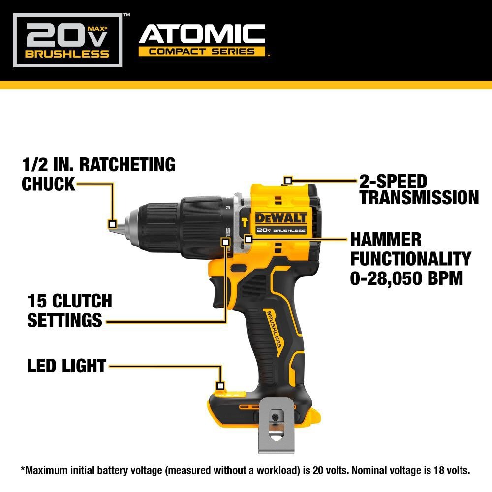 DEWALT DCD799 ATOMIC 20V MAX*  - Dewalt Drill Atomic 20V review and price